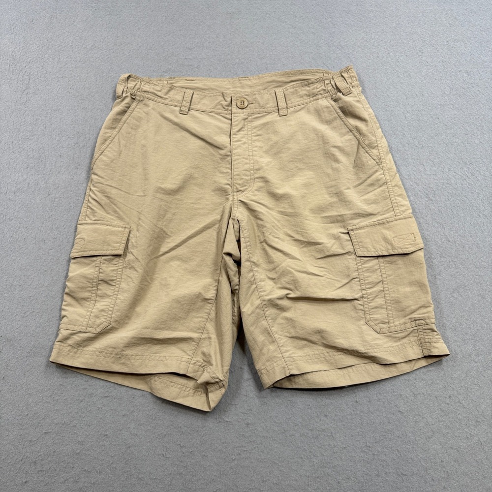 Eddie Bauer Cargo Shorts Men's 36 Tan Khaki Loose Fit Hiking Lightweight Utility